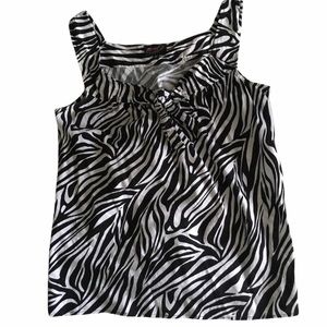 Mango Tango Womens (Size: Medium) Linen Zebra Pattern Tank Top NWOT